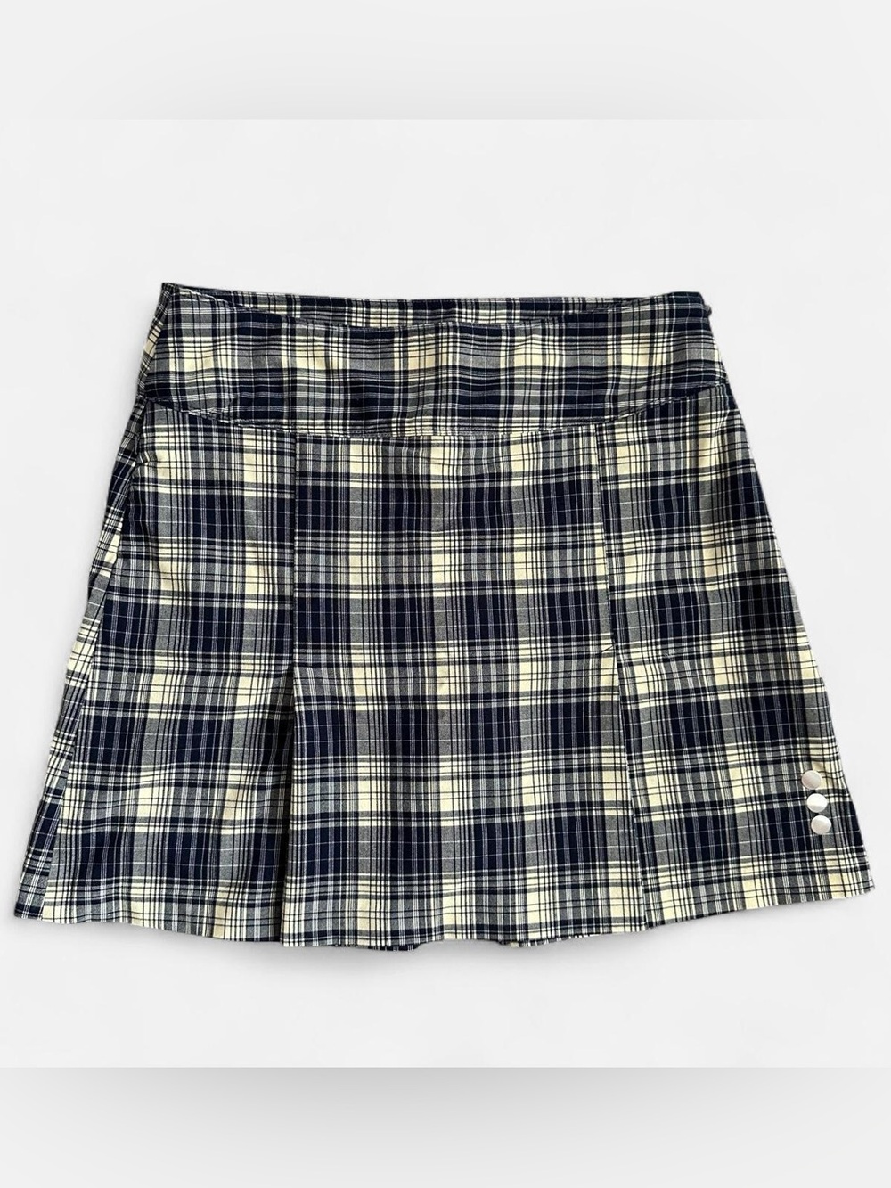 Plaid Pleated Golf Skort in Navy and Yellow